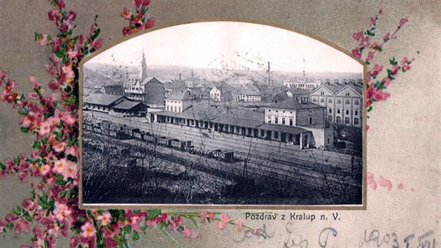 Stanice Kralupy nad Vltavou na dobové pohlednici