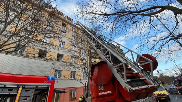 Hasii v Praze museli z hocho bytu evakuovat sedm lid i zachraovat andulku. (26. prosince 2019)