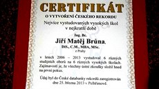 Certifikát o rekordu v potu vystudovaných kol (17. prosince 2019)