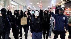 Demonstranti v Hongkongu protestovali v nákupním středisku. (28.12.2019)