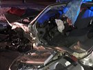 Nehoda tí aut na Plzesku si vyádala osm zranných. (5. ledna 2020)