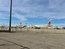 Boeingy 787-9 Qatar Airways na letiti ve Victorville