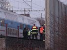 Kolize vlaku s lovkem v Dolních Poernicích (1. ledna 2020).