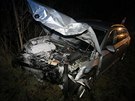 Dopravní nehoda pěti aut u Lochenic na Královéhradecku (8. 1. 2020)