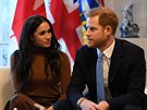 Vévodkyn Meghan a princ Harry na návtv kanadského velvyslanectví (Londýn,...