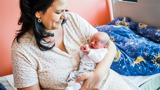 Admek se narodil 1. ledna v 0.27 hodin. Na snmku ho chov jeho maminka Aneta Pechov.