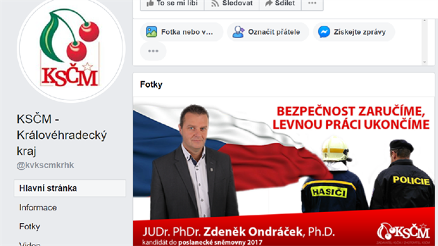 Zdenk Ondrek na facebookov strnce krlovhradeck KSM