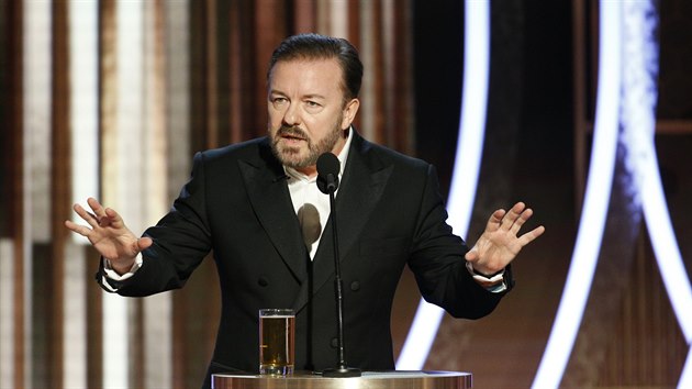 Ricky Gervais na Zlatých glóbech (Los Angeles, 5. ledna 2020)