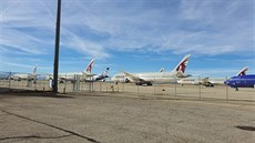 Boeingy 787-9 Qatar Airways na letiti ve Victorville