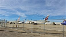 Boeingy 787-9 Qatar Airways na letiti ve Victorville