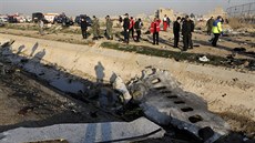 Vyetovatelé prohledávají místo nehody letadla ukrajinských aerolinek, které...