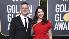 Peter Krause a Lauren Grahamová na Zlatých glóbech (Los Angeles, 5. ledna 2020)