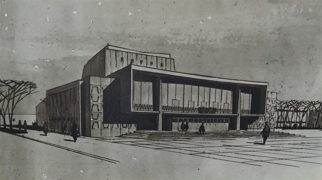 Takto vypadal návrh na budovu divadla v Budjovicích v roce 1960. Autory jsou...