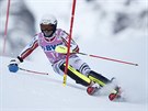 Bulhar Albert Popov na trati slalomu ve Wengenu.