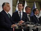 Viktor Orbán (zleva), Sebastian Kurz, Andrej Babi a polský premiér Morawiecki...