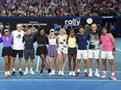 Tenisové hvzdy (zleva) Roger Federer, Nick Kyrgios, Naomi Ósakaová, Alexander...