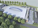 Plánovaná podoba Zimního stadionu Luďka Čajky ve Zlíně po rekonstrukci.