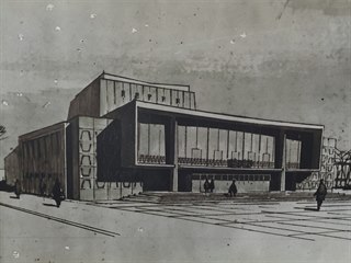 Takto vypadal návrh na budovu divadla v Budějovicích v roce 1960. Autory jsou...