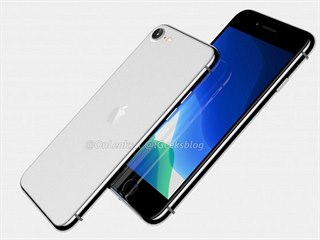 Dřívější render iPhonu 9. Tady ještě s tlačítkem pod displejem