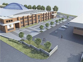 Plánovaná podoba Zimního stadionu Luďka Čajky ve Zlíně po rekonstrukci.
