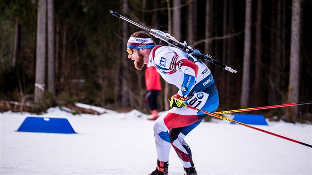 Michal Šlesingr na trati sprintu v Ruhpoldingu.