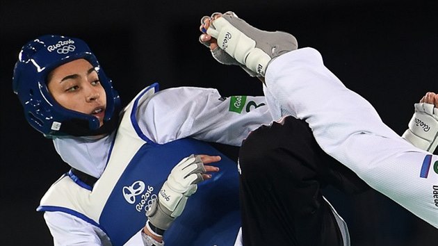rnsk taekwondistka Kima Alzadeov v souboji o bronz na olympid v Riu. (3. srpna 2016)