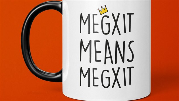 Internetové obchody zaplavily výrobky inspirované přáním prince Harryho a jeho manželky Meghan vzdát se pozice v královské rodině. Megxit je megxit, říká nápis na hrnku. (14. ledna 2020)