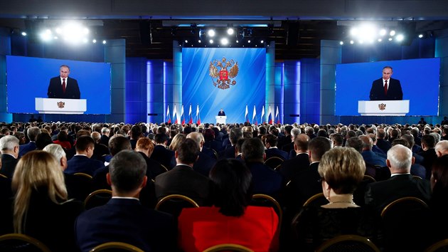 Ruský prezident Vladimir Putin přednáší poselství o stavu země. (15. ledna 2020)