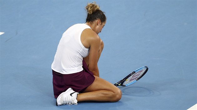 Madison Keysová ve finále turnaje v Brisbane.