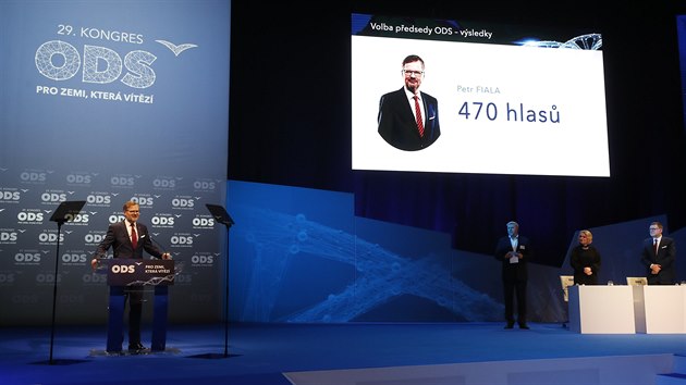 Petr Fiala byl na volebním kongresu ODS v Praze znovu zvolen předsedou strany. (18. ledna 2020)