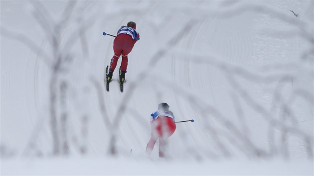 Momentka ze stíhacího závodu běžkyň na lyžích v Novém Městě na Moravě