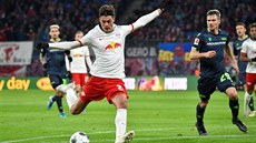 Patrik Schick z Lipska v utkání proti Union Berlín.