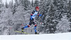 Petr Knop na trati stíhacího závodu mu v Novém Mst na Morav.