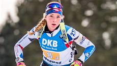 Markéta Davidová na trati �tafetového závodu v Oberhofu