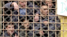 Trestanci, kteří se zapojili do vzpoury ve věznici ve Vinařicích na Kladensku....