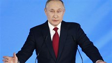 Ruský prezident Vladimir Putin pednáí poselství o stavu zem. (15. ledna 2020)