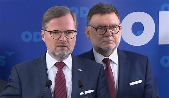 Pedseda ODS Petr Fiala s prvním místopedsedou Zbykem Stanjurou.