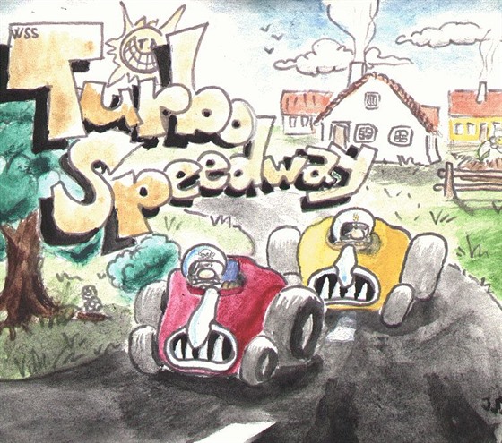 Grafický koncept, který se stal pedlohou obalu hry Turbo Speedway.