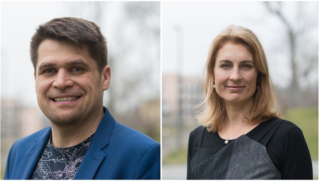 Noví spolupředsedové Zelených Magdalena Davis a Michal Berg. (25. ledna 2020)