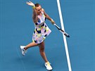 Petra Kvitová slaví postup do tetího kola Australian Open.