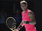 panl Rafael Nadal se raduje z postupu do osmifinále Australian Open.