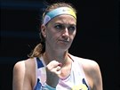 Petra Kvitová se povzbuzuje v osmifinále Australian Open.