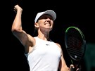 Rumunka Simona Halepová bhem tvrtfinále Australian Open.