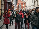 íntí turisté v centru Prahy (29. ledna 2020)