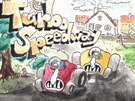 Grafický koncept, který se stal pedlohou obalu hry Turbo Speedway.