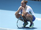 Karolína Plíková bhem tréninku ped startem Australian Open.