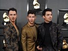 Kevin Jonas, Nick Jonas a Joe Jonas na cenách Grammy (Los Angeles, 26. ledna...