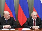 Ruský prezident Vladimir Putin a nový předseda vlády Michail Mišustin na...