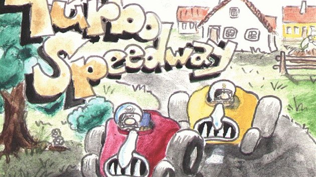 Grafický koncept, který se stal předlohou obalu hry Turbo Speedway.