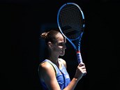 Karolna Plkov nen spokojen se svm vkonem ve tetm kole Australian Open.